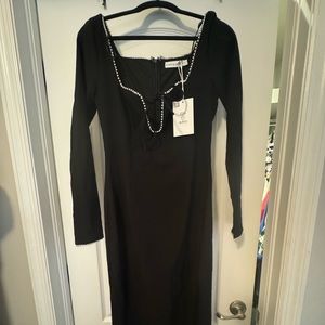 NBW Showpo Black Pearl Long-Sleeve Dress
